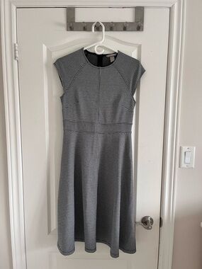 H&M Black and White Midi Fit-and-Flare Dress